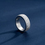 Triple Row Baguette & Pave Moissanite Ring For Men