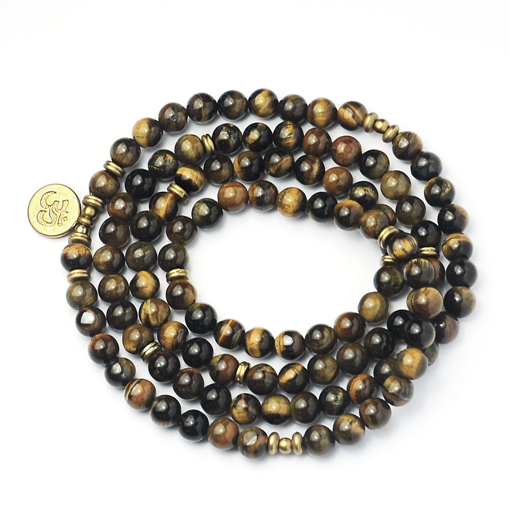 Iced Bead Tiger-Eyes Necklace