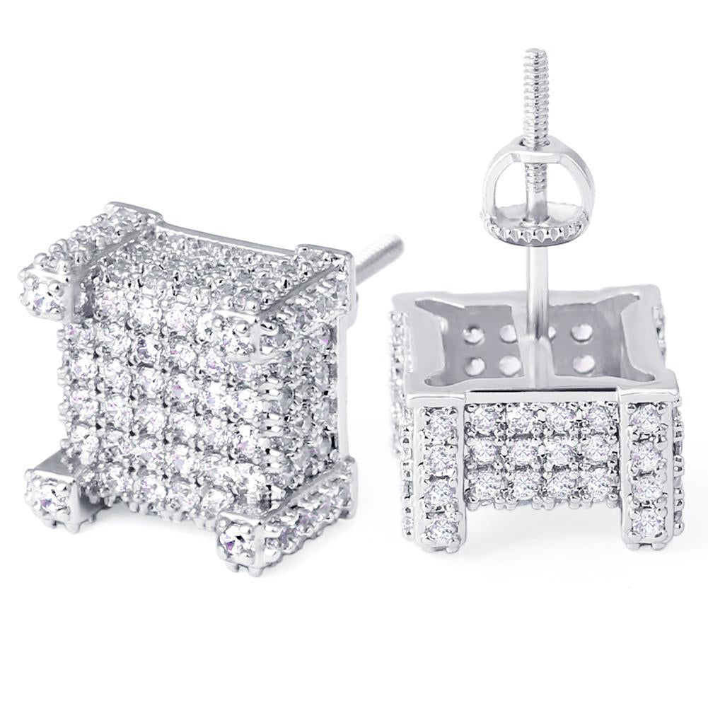 10mm S925 Moissanite Iced Out Stud Earrings Hip-Hop Men's