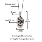 Snake Skull Moissanite Pendant in White & Black Gold