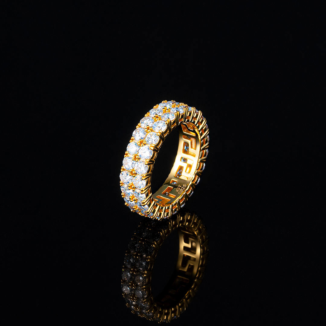 S925 6mm Moissanite Two Row Iced Ring