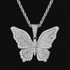 Hip Hop| "Butterfly" Iced Pendant in White Gold