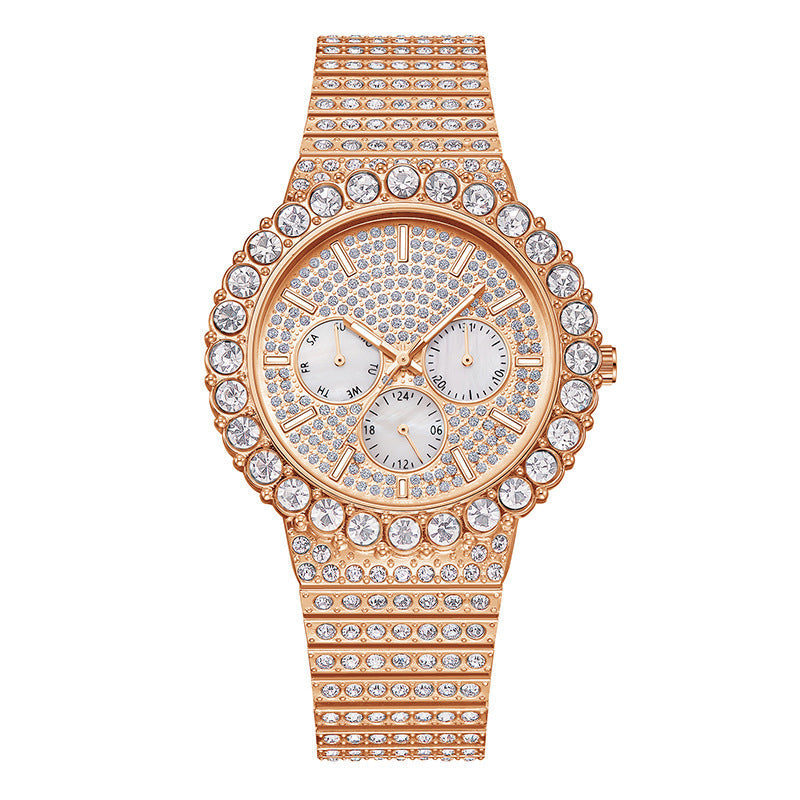 Iced Round Cut White Dial Luminous Men's Watch