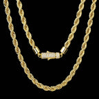 6mm Iced Out Lock Mens Moissanite Rope Chain in 14K Gold