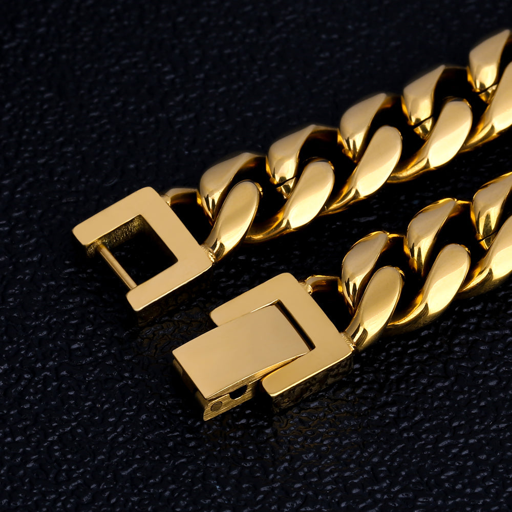 10mm Cuban Link Chain in 18K Gold for Men's