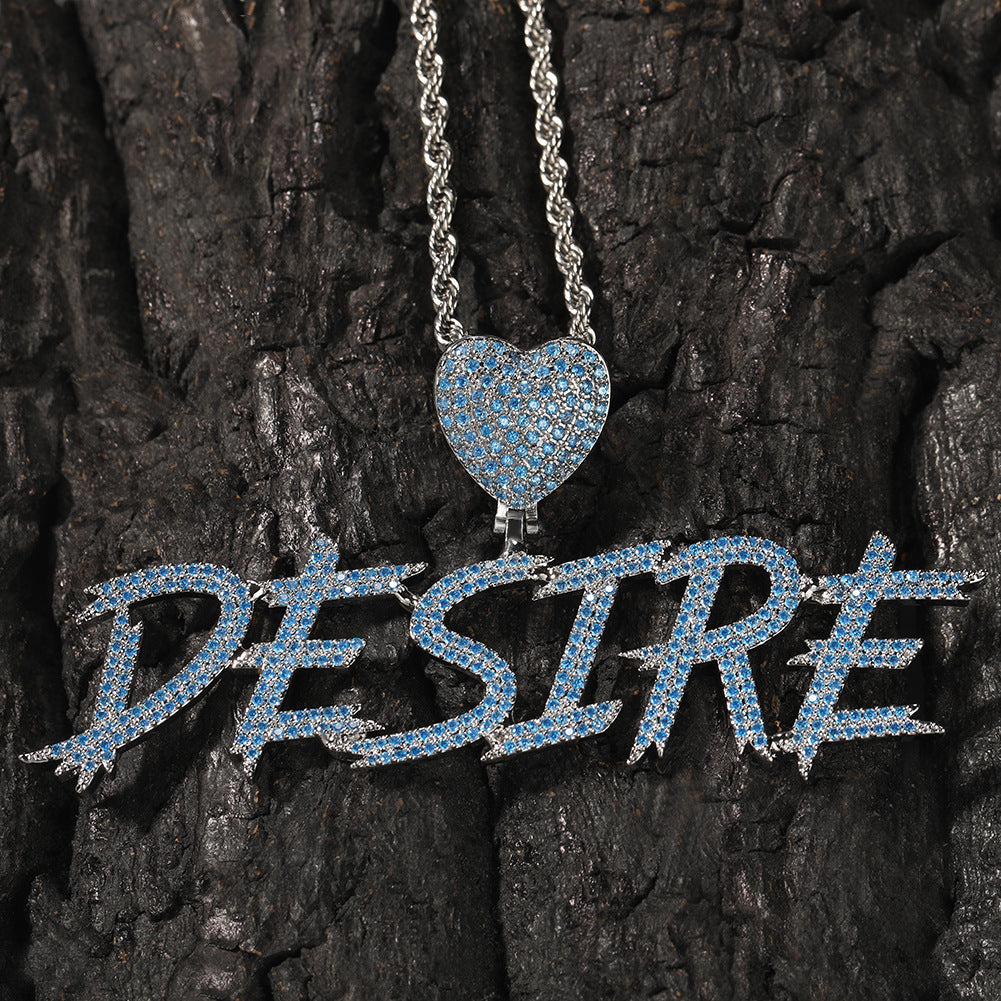 Customized Sea Blue Double Cursive Love Buckle Letters DIY Splicing Pendant