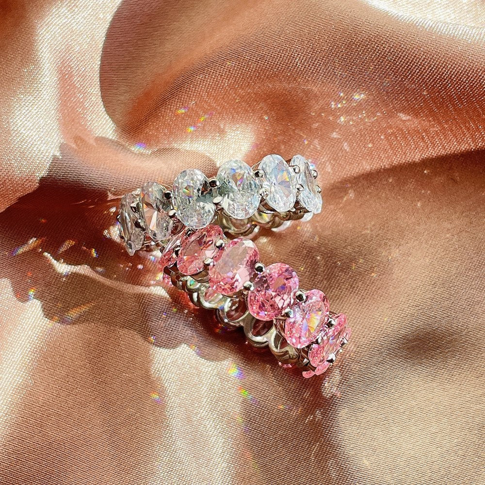 S925 Oval Imitation Moissanite Ring