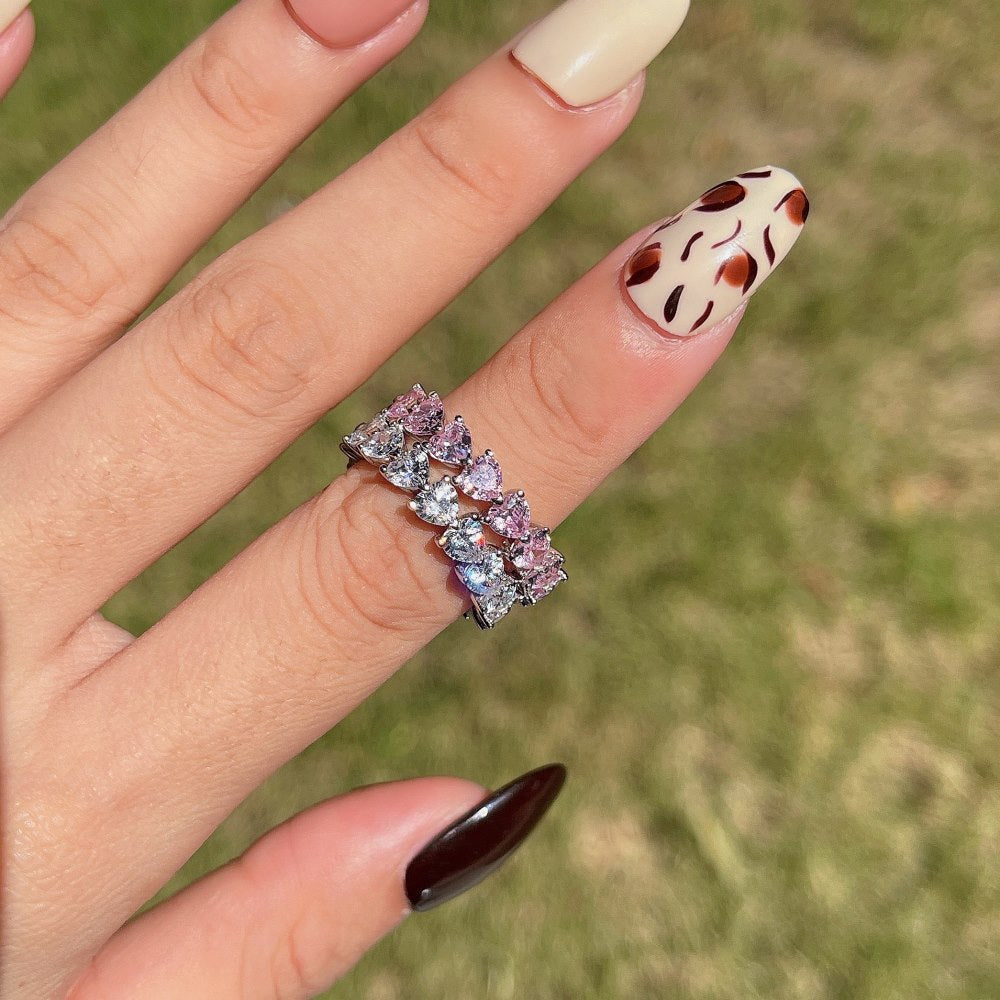 S925 Heart Color Matching Ring