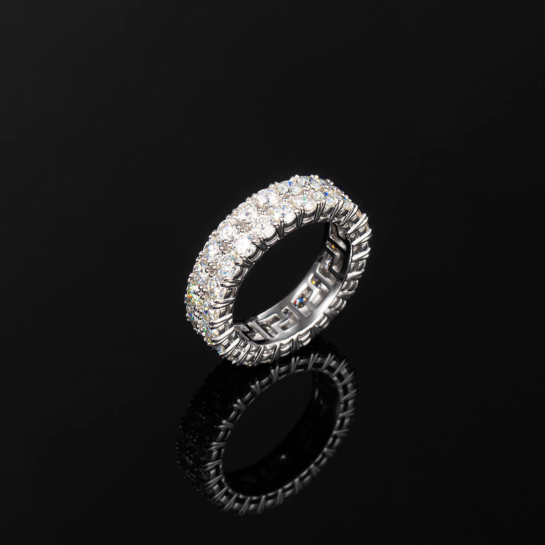 S925 6mm Moissanite Two Row Iced Ring