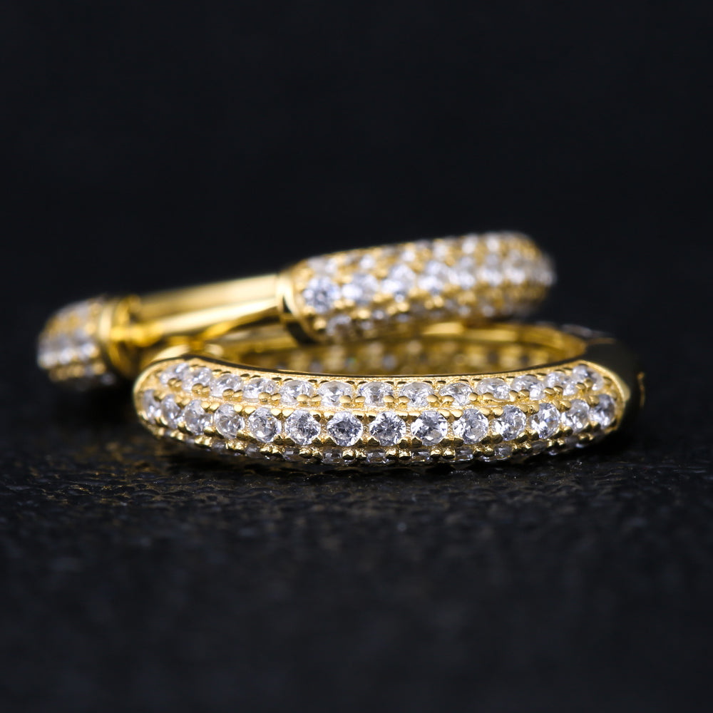 15mm S925 Moissanite Round Hoop Mens Earrings