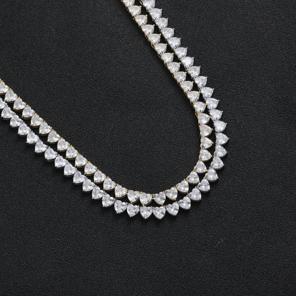 6mm Heart Cut Tennis Chain - 18K Gold Plated
