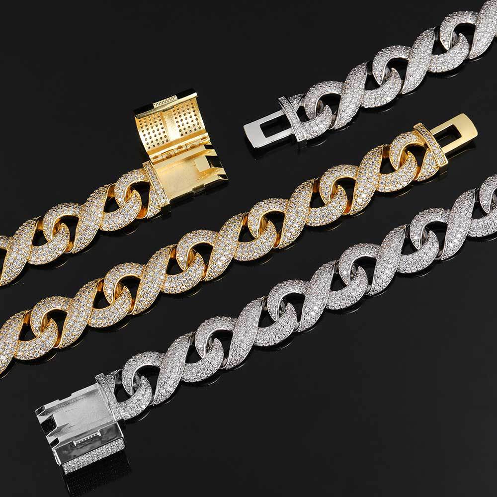 15mm Ice Out Infinity "∞"  Moissanite Diamond Chain