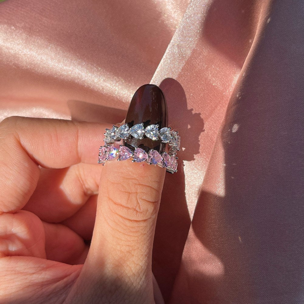 S925 Heart Color Matching Ring