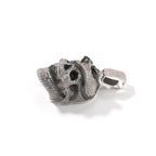Snake Skull Moissanite Pendant in White & Black Gold