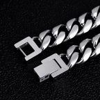 10mm Cuban Link Chain in White Gold for Men's