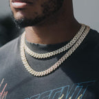 12mm Miami Moissanite Diamond  Cuban Chain - Gold