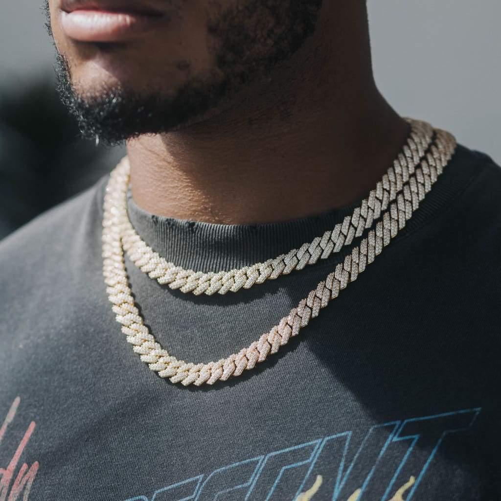 12mm Miami Moissanite Diamond  Cuban Chain - Gold