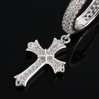 Iced Out Hoop Earrings for Men with Moissanite Dangle Cross