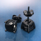 Round Black Diamond Stud Earrings for Men