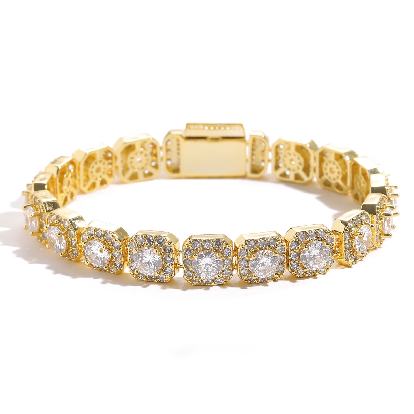 S925 Moissanite 10mm Clustered Tennis Bracelet