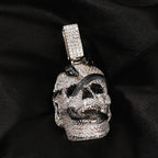 Snake Skull Moissanite Pendant in White & Black Gold