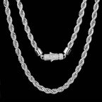 6mm Iced Out Lock Mens Moissanite Rope Chain in White Gold