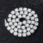 Women's 10mm Clustered Tennis Chain in White Gold