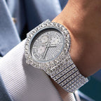Iced Round Cut White Dial Luminous Men's Watch