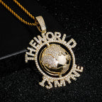 Moissanite Ice circle cut THE WORLD IS MY design pendant