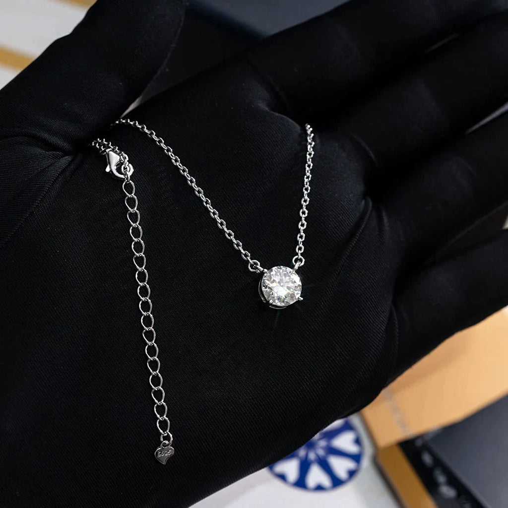 2ct Moissanite Solitaire Adjustable Necklace
