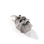 Snake Skull Moissanite Pendant in White & Black Gold