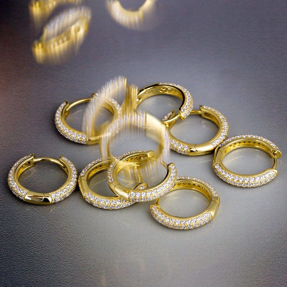 15mm S925 Moissanite Round Hoop Mens Earrings