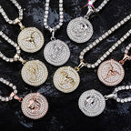 Ice Circle Cut Zodiac Circle Moissanite Pendant