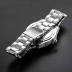 Iced Baguette Cut Roman Numerals Men's Watch in White Gold