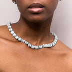 Women's 10mm Clustered Tennis Chain in White Gold