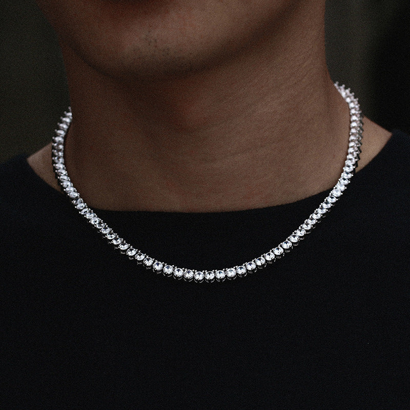 4mm S925 Three Prong Moissanite Tennis Chain