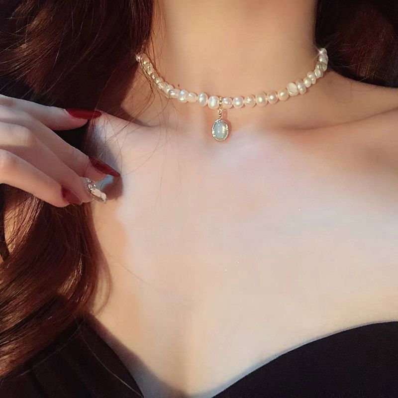 11mm Baroque Pearl with Moonstone Choker Necklace