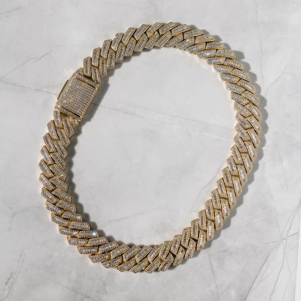 20mm Miami Moissanite Diamond Baguette Chain In Gold