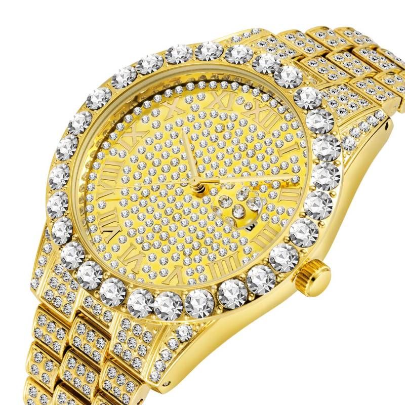 Iced Roman Numerals Dress Watch - 40.5mm Gol