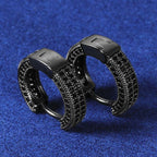 Moissanite Iced Hoop Earring In Black