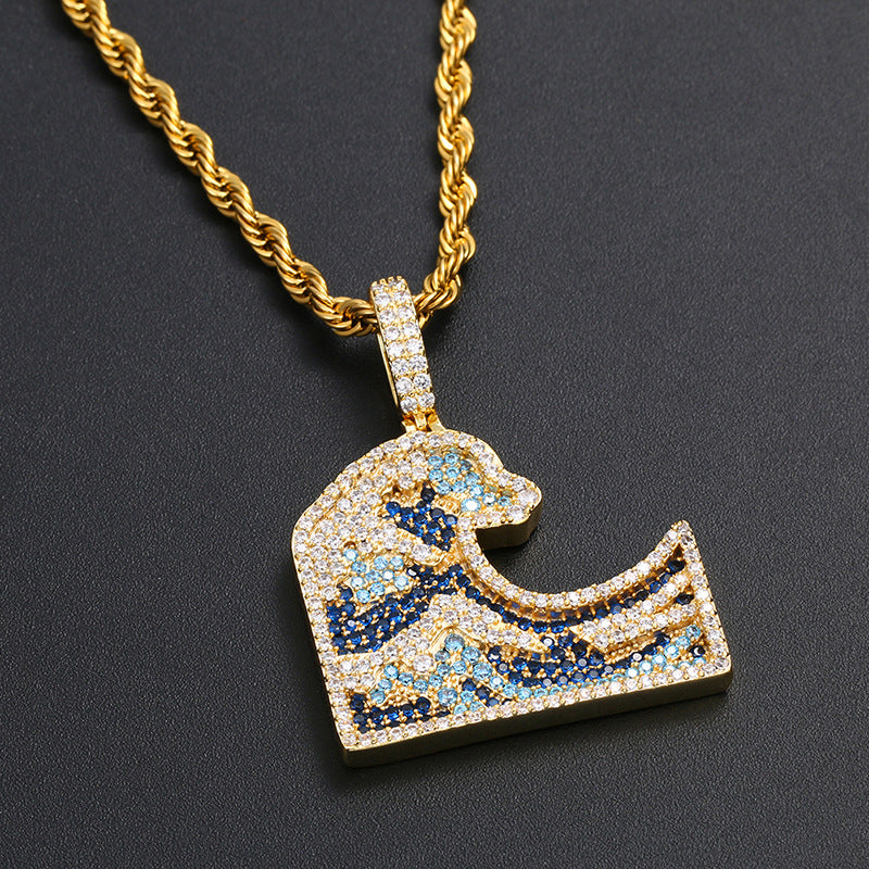 Colorful Gem Sea Wave Moissanite Pendant
