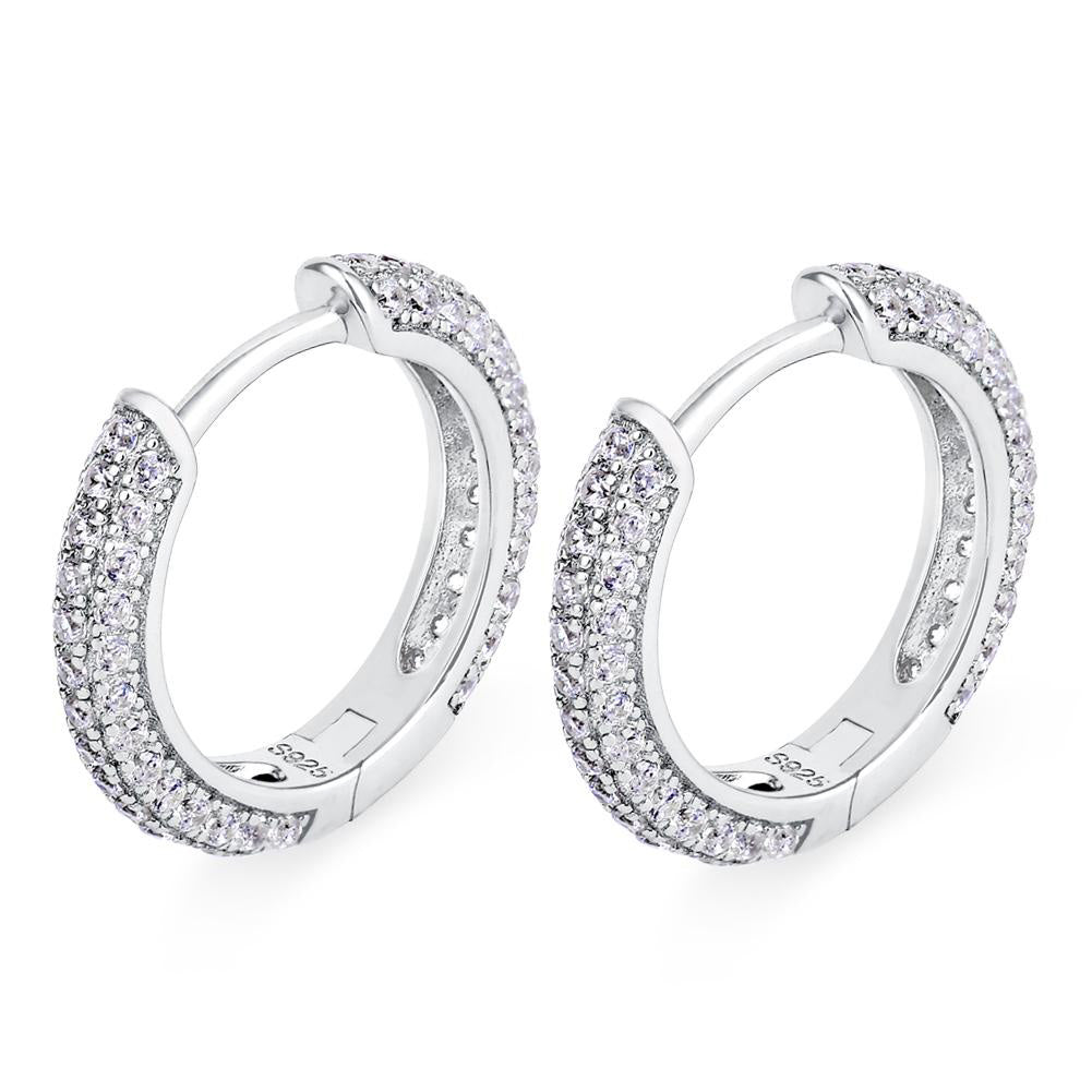 15mm S925 Moissanite Round Hoop Mens Earrings