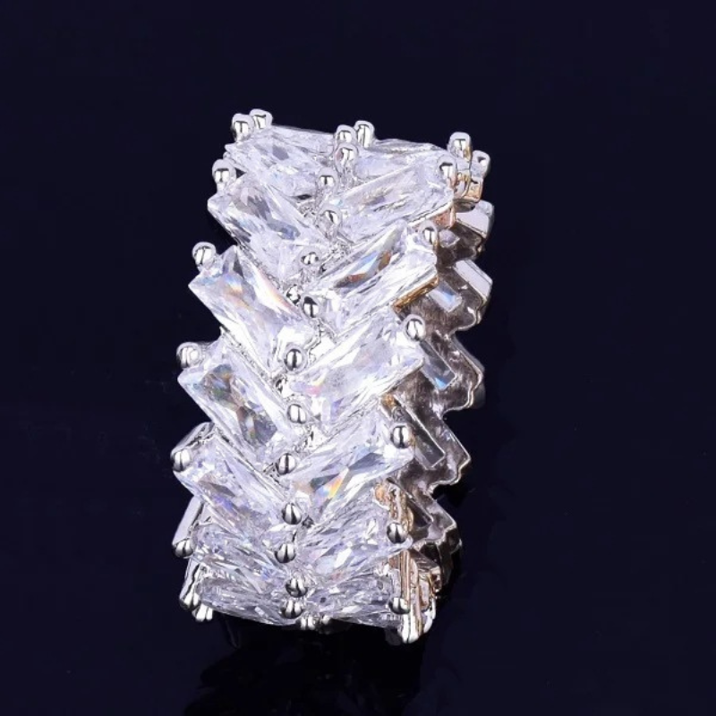 Moissanite Hip Hop Sparkling Geometric Diamond Ring