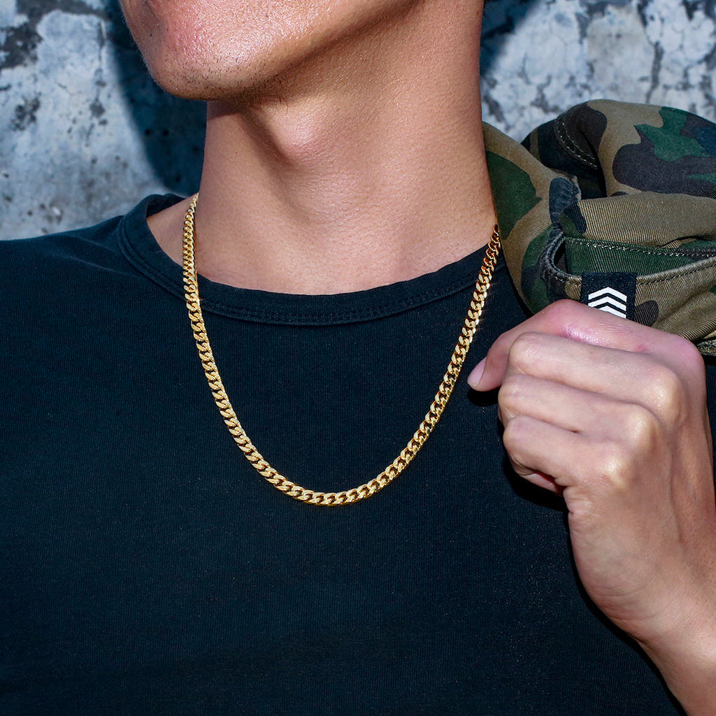 6mm Miami Cuban Link Chain in 18K Gold for Men's