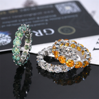 S925 Silver Moissanite Colorful Round Ring