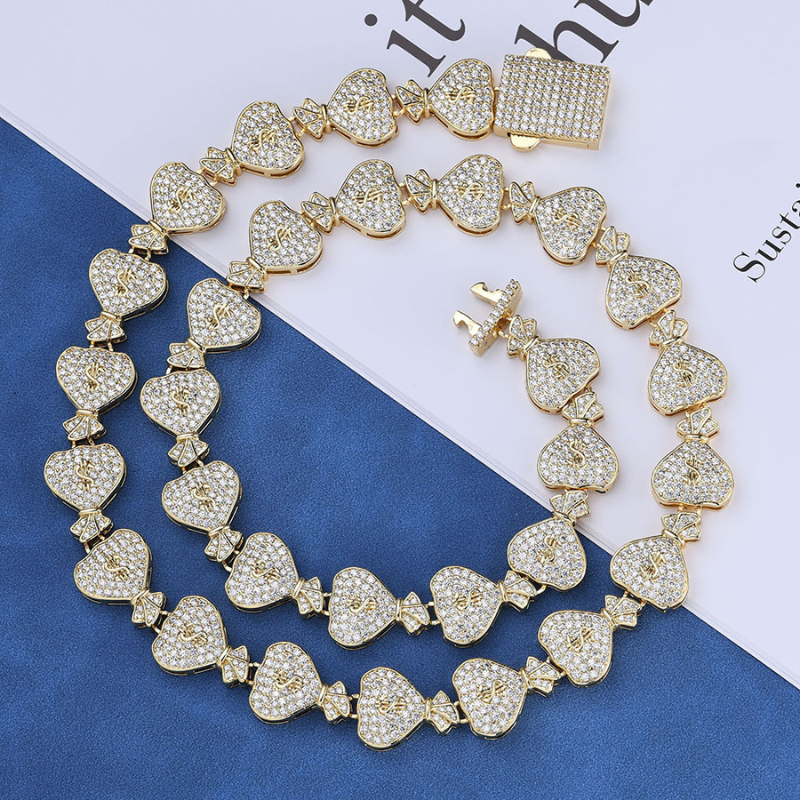 15mm Moissanite Dollar Wallet Cuban Chain