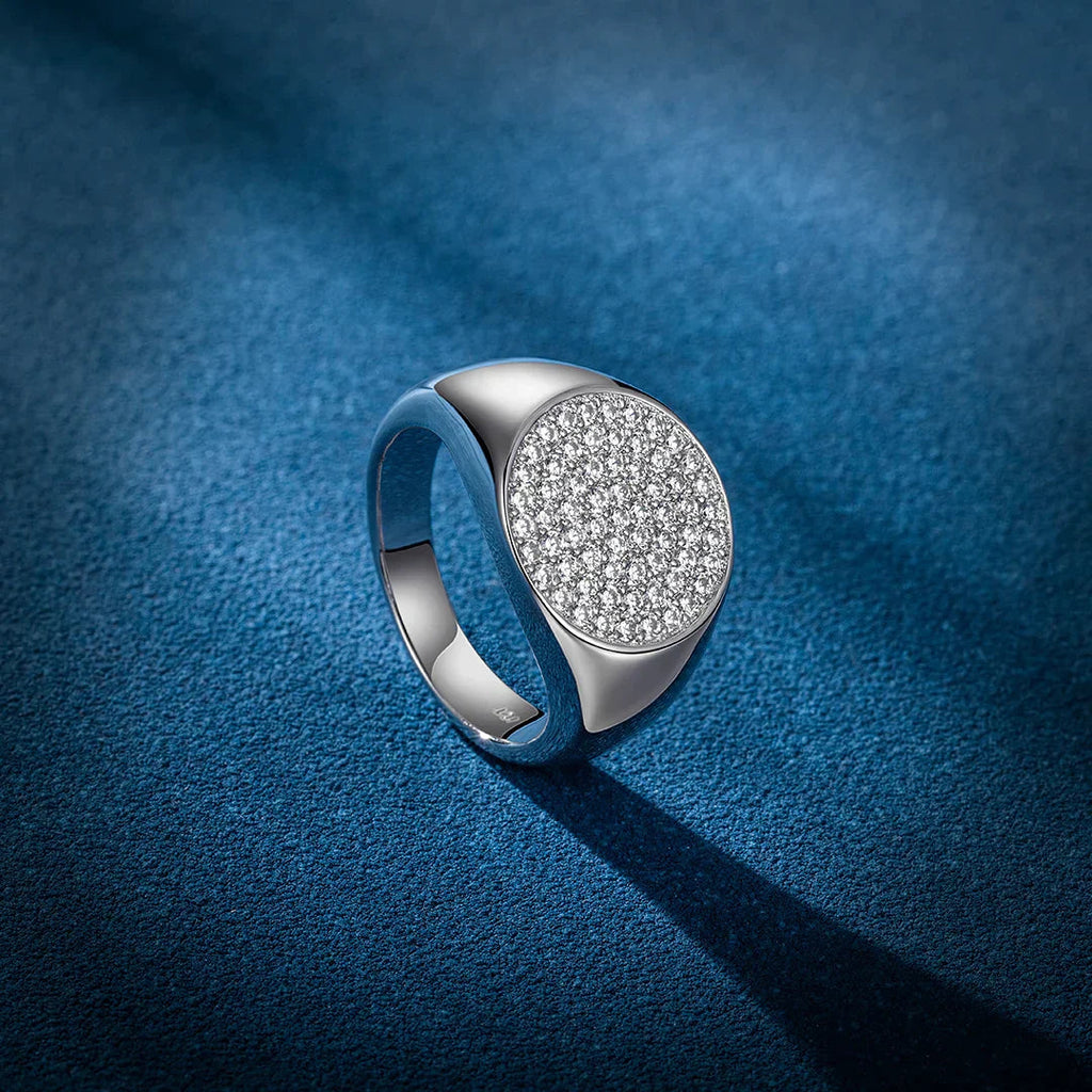 925S Iced Out Pavé Diamond Dome Ring Ring For Men