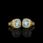 Total 2 Carats S925 Blue VVS1 Moissanite Square Stud Earrings