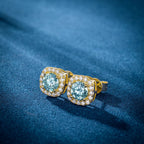 Total 2 Carats S925 Blue VVS1 Moissanite Square Stud Earrings