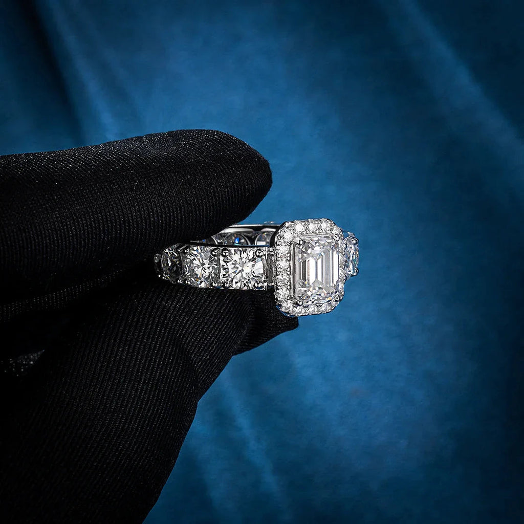 Emerald Cut Halo Diamond Engagement Ring